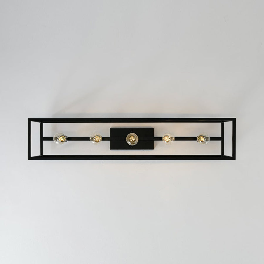 Farmhouze Light - 5 - Light Black Rectangular Cage Flush Mount Ceiling Light - Ceiling Light - 5 Bulbs - 