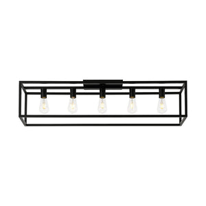 Farmhouze Light - 5 - Light Black Rectangular Cage Flush Mount Ceiling Light - Ceiling Light - 5 Bulbs - 