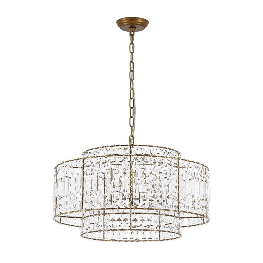 Farmhouze Light - 5 - Light Luxury Crystal Layered Drum Cage Chandelier - Chandelier - 23.6 in - 