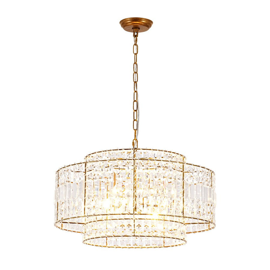 Farmhouze Light - 5 - Light Luxury Crystal Layered Drum Cage Chandelier - Chandelier - 23.6 in - 