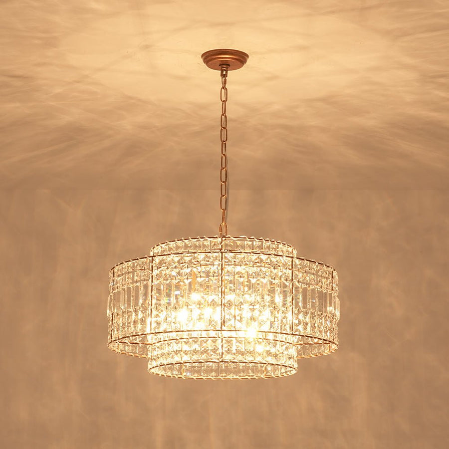Farmhouze Light - 5 - Light Luxury Crystal Layered Drum Cage Chandelier - Chandelier - 23.6 in - 