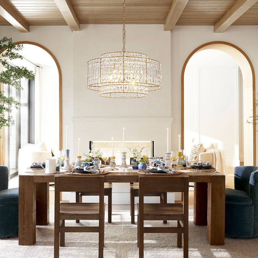 Farmhouze Light - 5 - Light Luxury Crystal Layered Drum Cage Chandelier - Chandelier - 23.6 in - 