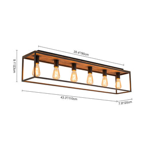 Farmhouze Light - 5 - Light Rectangular Cage Flush Mount Ceiling Light - Ceiling Light - 5 Bulbs (Limited Offer) - 