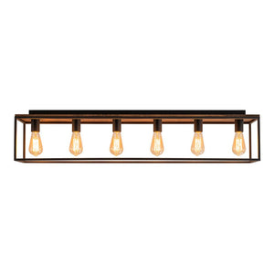 Farmhouze Light - 5 - Light Rectangular Cage Flush Mount Ceiling Light - Ceiling Light - 6 Bullbs - 