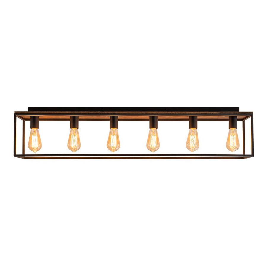 Farmhouze Light - 5 - Light Rectangular Cage Flush Mount Ceiling Light - Ceiling Light - 6 Bullbs - 