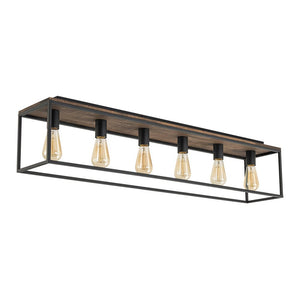 Farmhouze Light - 5 - Light Rectangular Cage Flush Mount Ceiling Light - Ceiling Light - 6 Bullbs - 