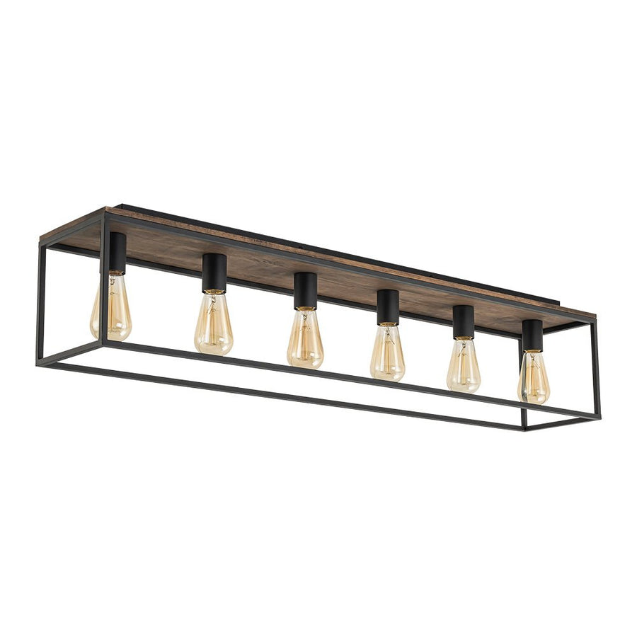Farmhouze Light - 5 - Light Rectangular Cage Flush Mount Ceiling Light - Ceiling Light - 6 Bullbs - 