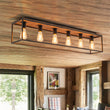 Load image into Gallery viewer, Farmhouze Light - 5 - Light Rectangular Cage Flush Mount Ceiling Light - Ceiling Light - 6 Bullbs - 
