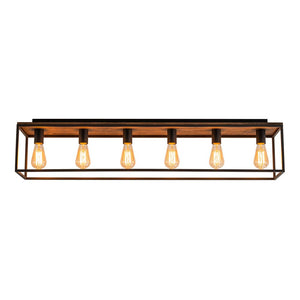 Farmhouze Light - 5 - Light Rectangular Cage Flush Mount Ceiling Light - Ceiling Light - 6 Bullbs - 