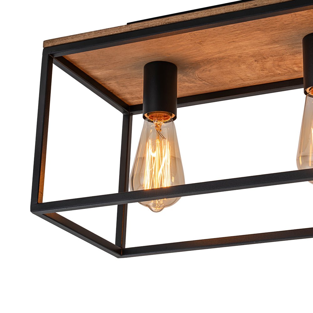 Rectangular Ceiling Lights 5-Light Rectangular Cage Flush Mount Ceiling Light | Farmhouze Light