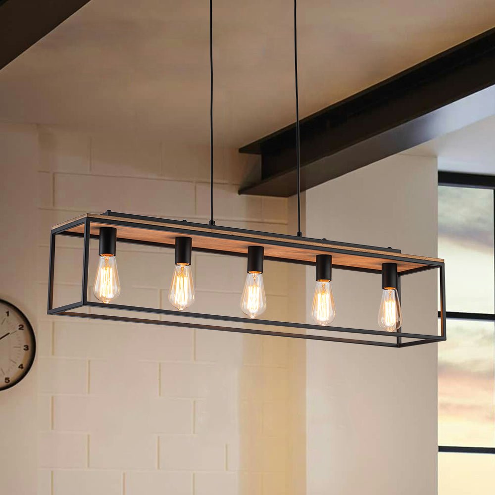 5-Light Rectangular Cage Kitchen Island Pendant | Farmhouze Light
