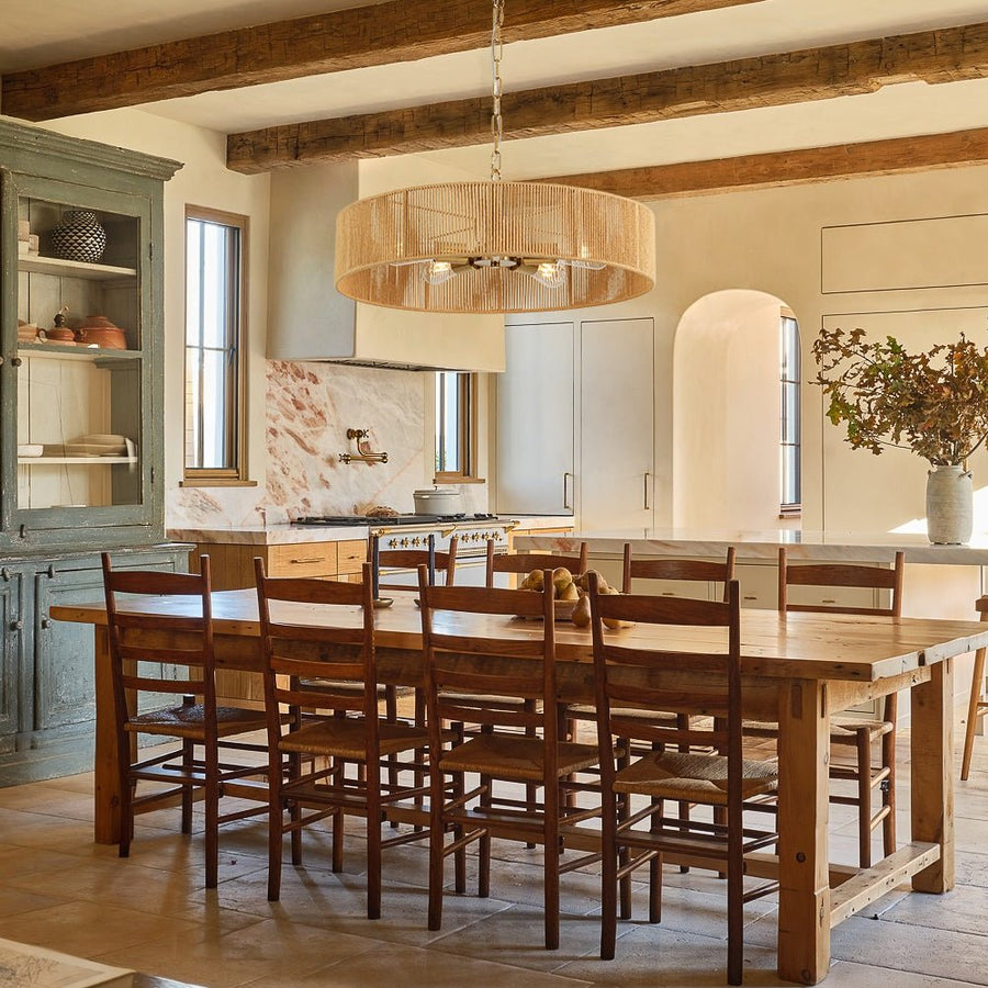 Rustic Woven Rope Round Drum Ceiling Chandelier | Farmhouze Light