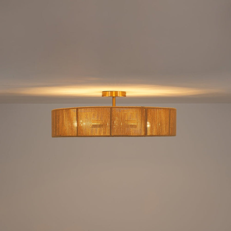 Rustic Woven Rope Round Drum Ceiling Chandelier | Farmhouze Light
