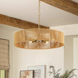 Load image into Gallery viewer, Farmhouze Light - 5 - Light Rustic Woven Rope Round Drum Ceiling Chandelier - Chandelier - Brass - 
