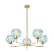 Load image into Gallery viewer, Farmhouze Light - 5 - Light Swirled Glass Globe Bubble Round Sputnik Chandelier - Chandelier - Blue Glass - 
