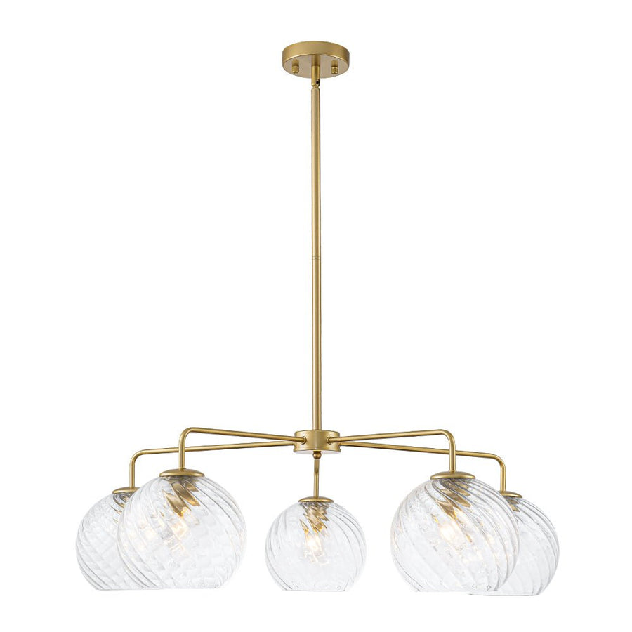 Farmhouze Light - 5 - Light Swirled Glass Globe Bubble Round Sputnik Chandelier - Chandelier - Clear Glass - 