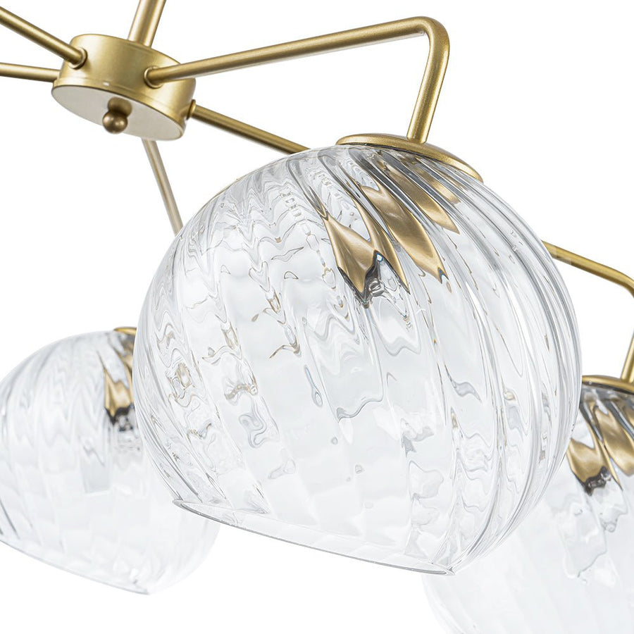 Farmhouze Light - 5 - Light Swirled Glass Globe Bubble Round Sputnik Chandelier - Chandelier - Clear Glass - 