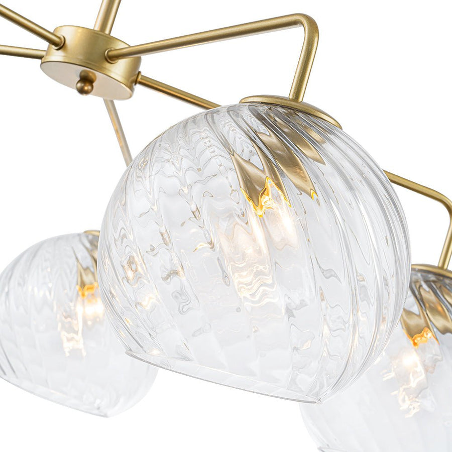 Farmhouze Light - 5 - Light Swirled Glass Globe Bubble Round Sputnik Chandelier - Chandelier - Clear Glass - 
