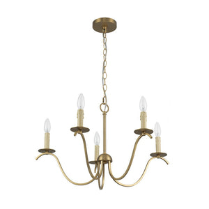 Farmhouze Light - 5 - Light Vintage Elegant Simple Candle Style Chandelier - Chandelier - Brass - 
