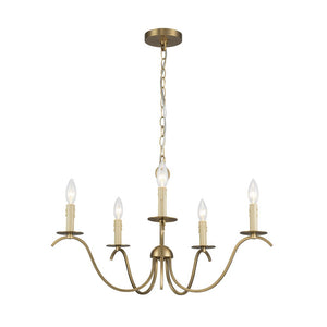 Farmhouze Light - 5 - Light Vintage Elegant Simple Candle Style Chandelier - Chandelier - Brass - 