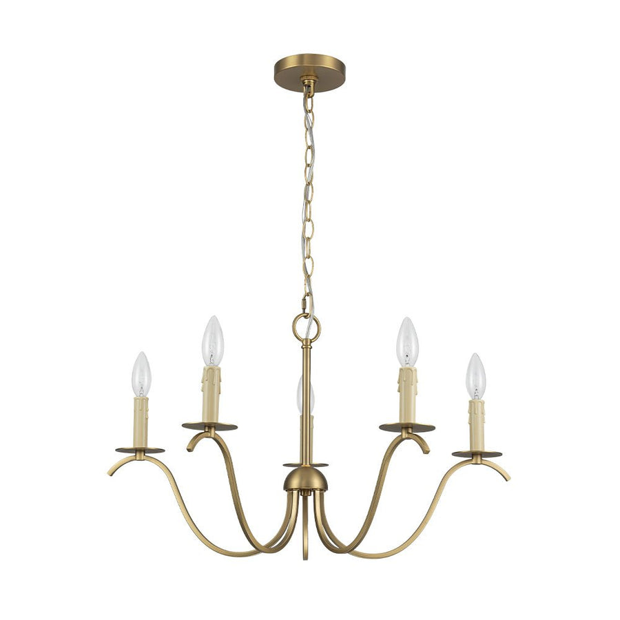 Farmhouze Light - 5 - Light Vintage Elegant Simple Candle Style Chandelier - Chandelier - Brass - 