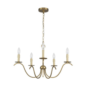 Farmhouze Light - 5 - Light Vintage Elegant Simple Candle Style Chandelier - Chandelier - Brass - 