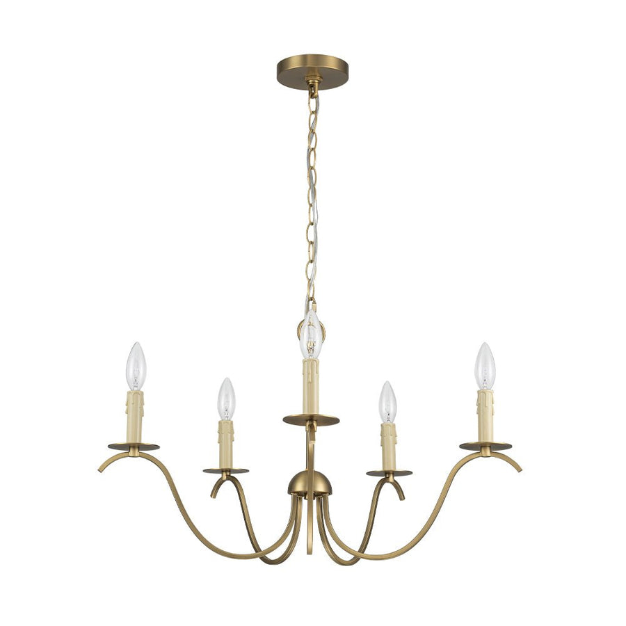 Farmhouze Light - 5 - Light Vintage Elegant Simple Candle Style Chandelier - Chandelier - Brass - 
