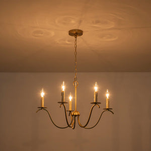 Farmhouze Light - 5 - Light Vintage Elegant Simple Candle Style Chandelier - Chandelier - Brass - 