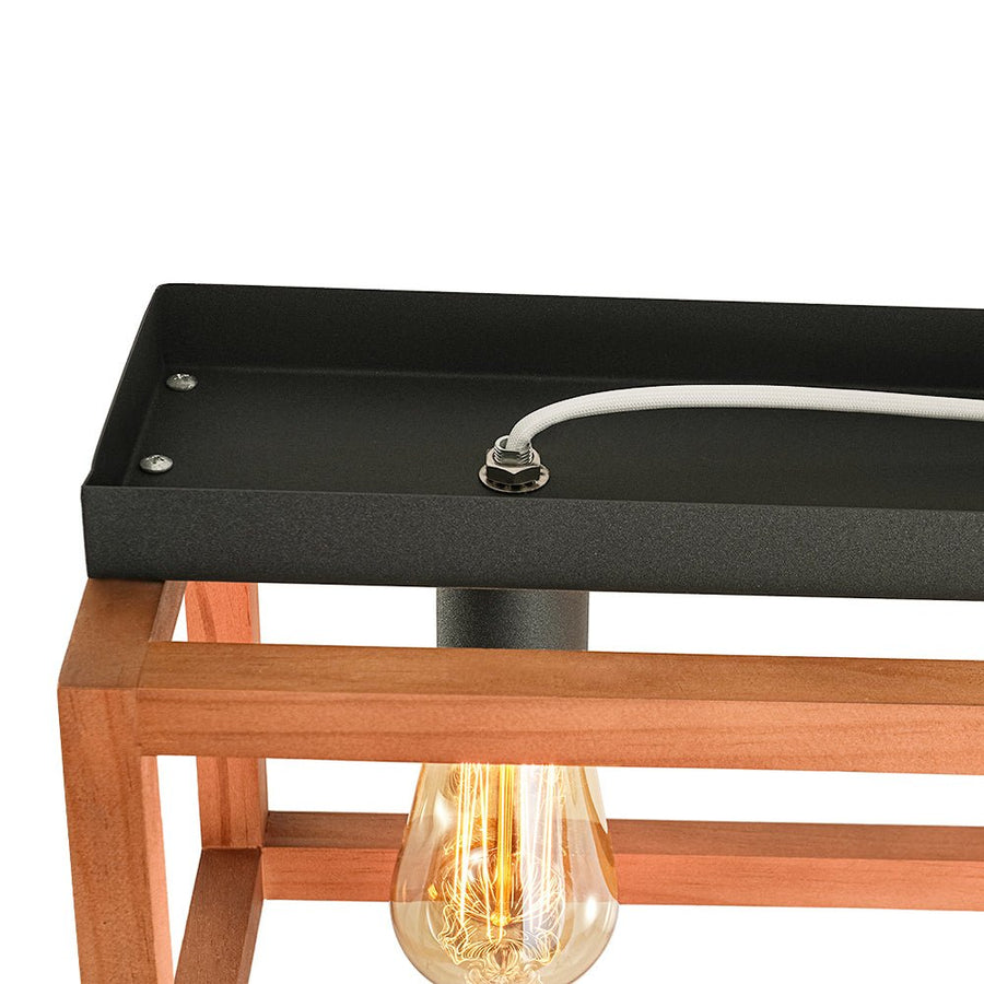 Farmhouze Light - 5 - light Wood Rectangle Cage Island Chandelier / Semi Flush Mount - Ceiling Light - 39.4 in. - 