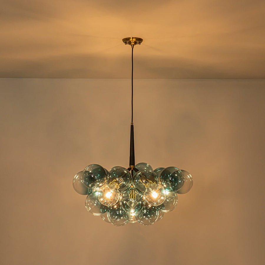 Farmhouze Light - 6 - Light Dimmable Cluster Glass Globe Blue Bubble Chandelier - Chandelier - Gradual Blue - 