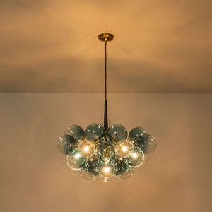 Farmhouze Light - 6 - Light Dimmable Cluster Glass Globe Blue Bubble Chandelier - Chandelier - Gradual Blue - 