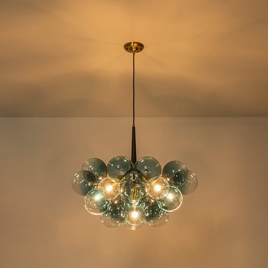 Farmhouze Light - 6 - Light Dimmable Cluster Glass Globe Blue Bubble Chandelier - Chandelier - Gradual Blue - 
