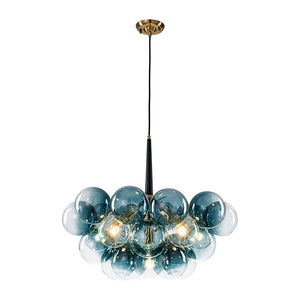 Farmhouze Light - 6 - Light Dimmable Cluster Glass Globe Blue Bubble Chandelier - Chandelier - Gradual Blue - 