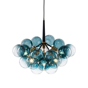 Farmhouze Light - 6 - Light Dimmable Cluster Glass Globe Blue Bubble Chandelier - Chandelier - Gradual Blue - 