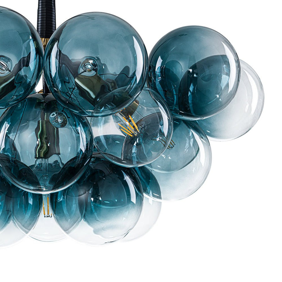 Farmhouze Light - 6 - Light Dimmable Cluster Glass Globe Blue Bubble Chandelier - Chandelier - Gradual Blue - 