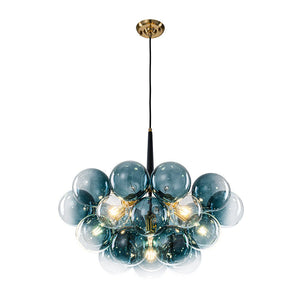 Farmhouze Light - 6 - Light Dimmable Cluster Glass Globe Blue Bubble Chandelier - Chandelier - Gradual Blue - 