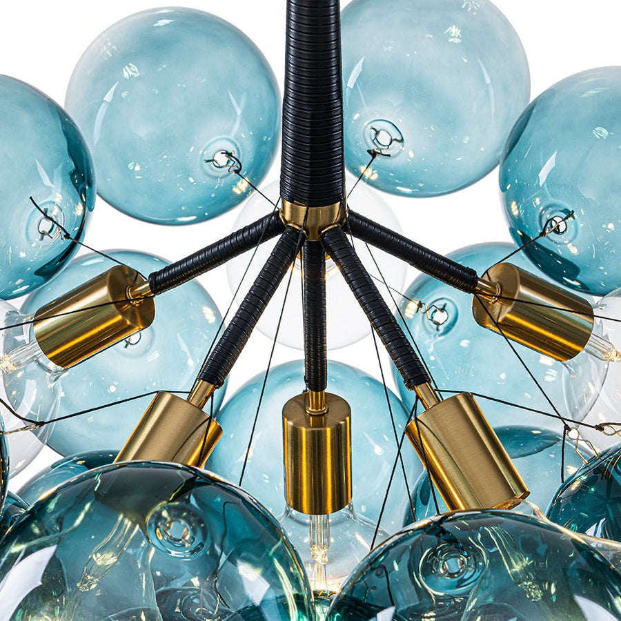 Farmhouze Light - 6 - Light Dimmable Cluster Glass Globe Blue Bubble Chandelier - Chandelier - Gradual Blue - 