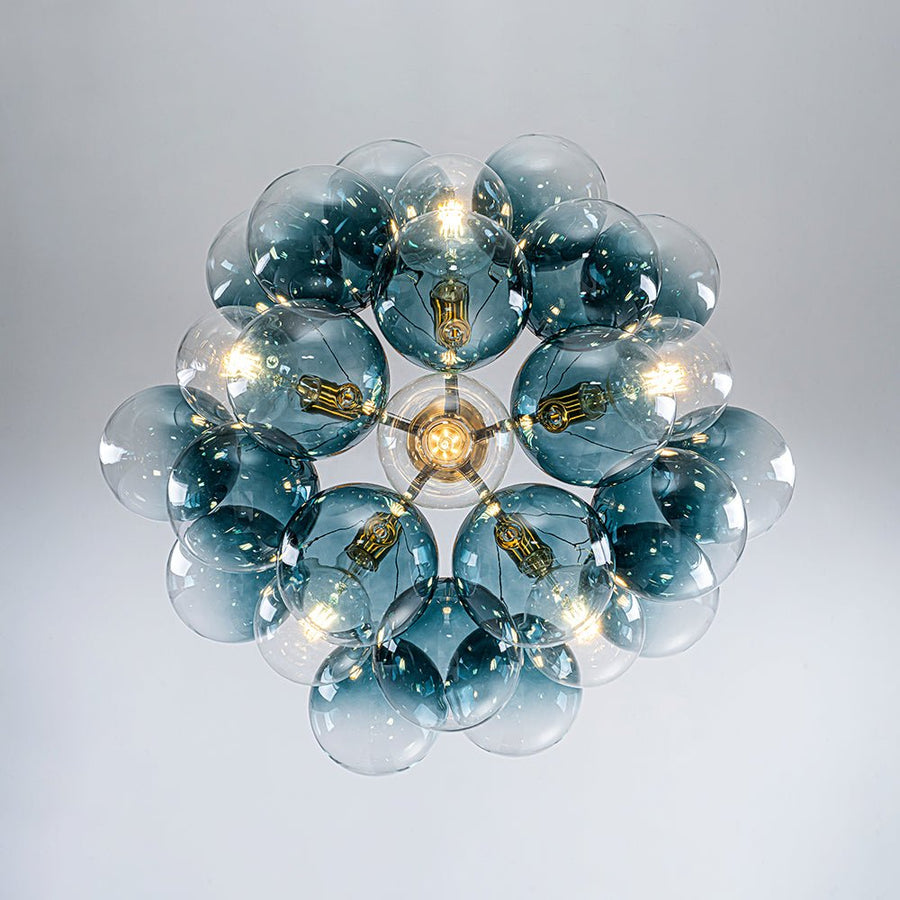 Farmhouze Light - 6 - Light Dimmable Cluster Glass Globe Blue Bubble Chandelier - Chandelier - Gradual Blue - 