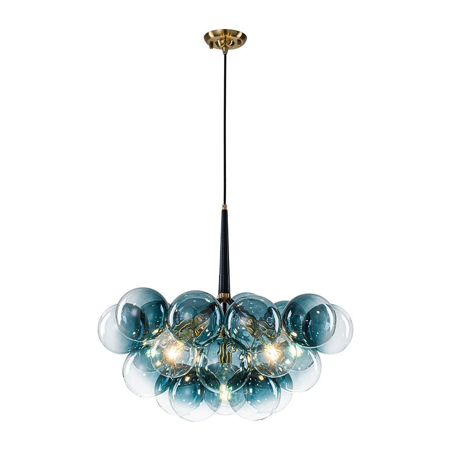 Farmhouze Light - 6 - Light Dimmable Cluster Glass Globe Blue Bubble Chandelier - Chandelier - Gradual Blue - 