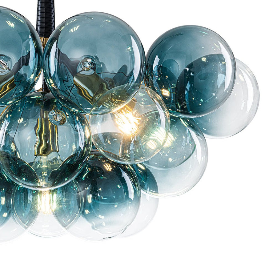 Farmhouze Light - 6 - Light Dimmable Cluster Glass Globe Blue Bubble Chandelier - Chandelier - Gradual Blue - 
