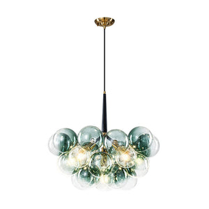 Farmhouze Light - 6 - Light Dimmable Cluster Glass Globe Green Bubble Chandelier - Chandelier - Gradual Green - 