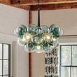 Load image into Gallery viewer, Farmhouze Light - 6 - Light Dimmable Cluster Glass Globe Green Bubble Chandelier - Chandelier - Gradual Green - 
