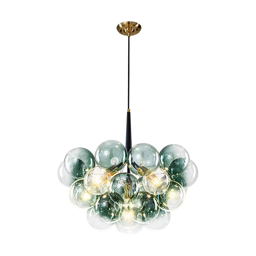 Farmhouze Light - 6 - Light Dimmable Cluster Glass Globe Green Bubble Chandelier - Chandelier - Gradual Green - 