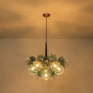Farmhouze Light - 6 - Light Dimmable Cluster Glass Globe Green Bubble Chandelier - Chandelier - Gradual Green - 