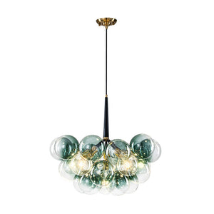 Farmhouze Light - 6 - Light Dimmable Cluster Glass Globe Green Bubble Chandelier - Chandelier - Gradual Green - 