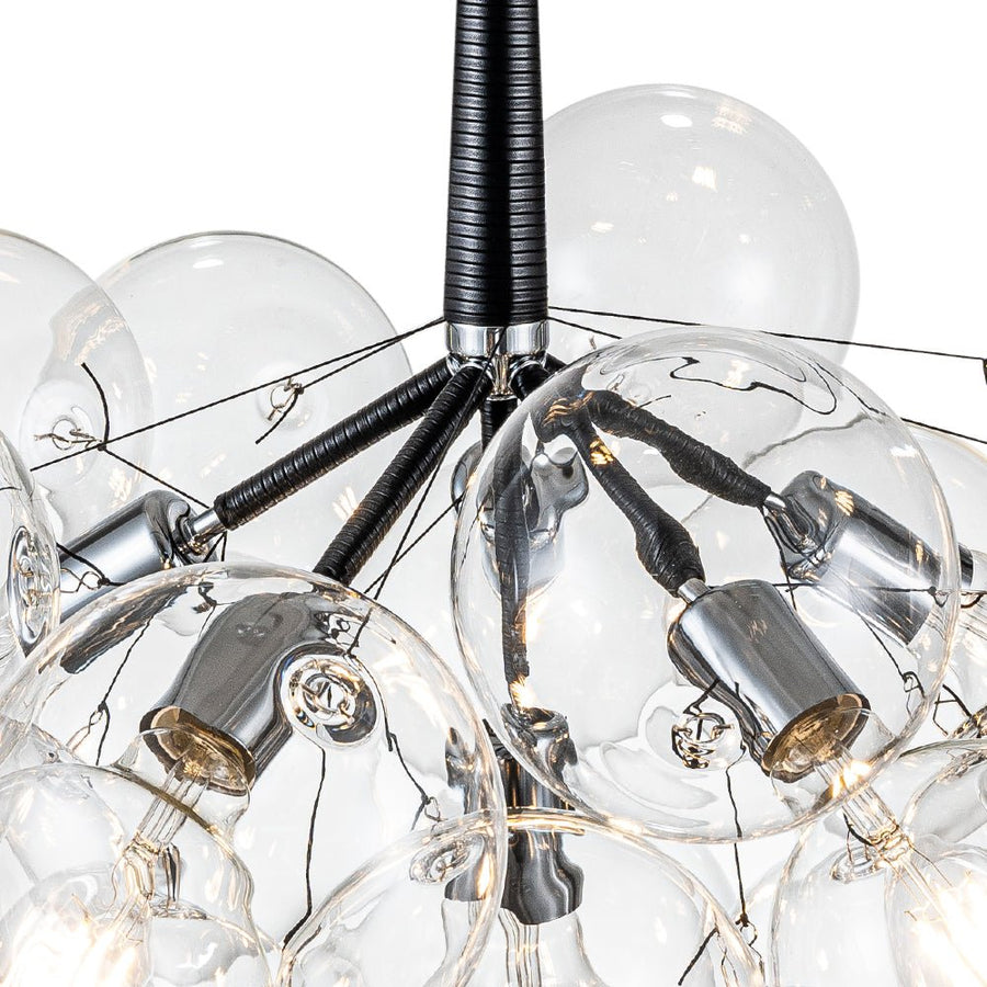 Farmhouze Light - 6 - Light Dimmable Glam Cluster Glass Globe Bubble Chandelier - Chandelier - Black + Chrome - 