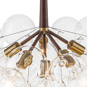 Farmhouze Light - 6 - Light Dimmable Glam Cluster Glass Globe Bubble Chandelier - Chandelier - Brown + Brass - 