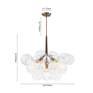 Farmhouze Light - 6 - Light Dimmable Glam Cluster Glass Globe Bubble Chandelier - Chandelier - Brown + Brass - 