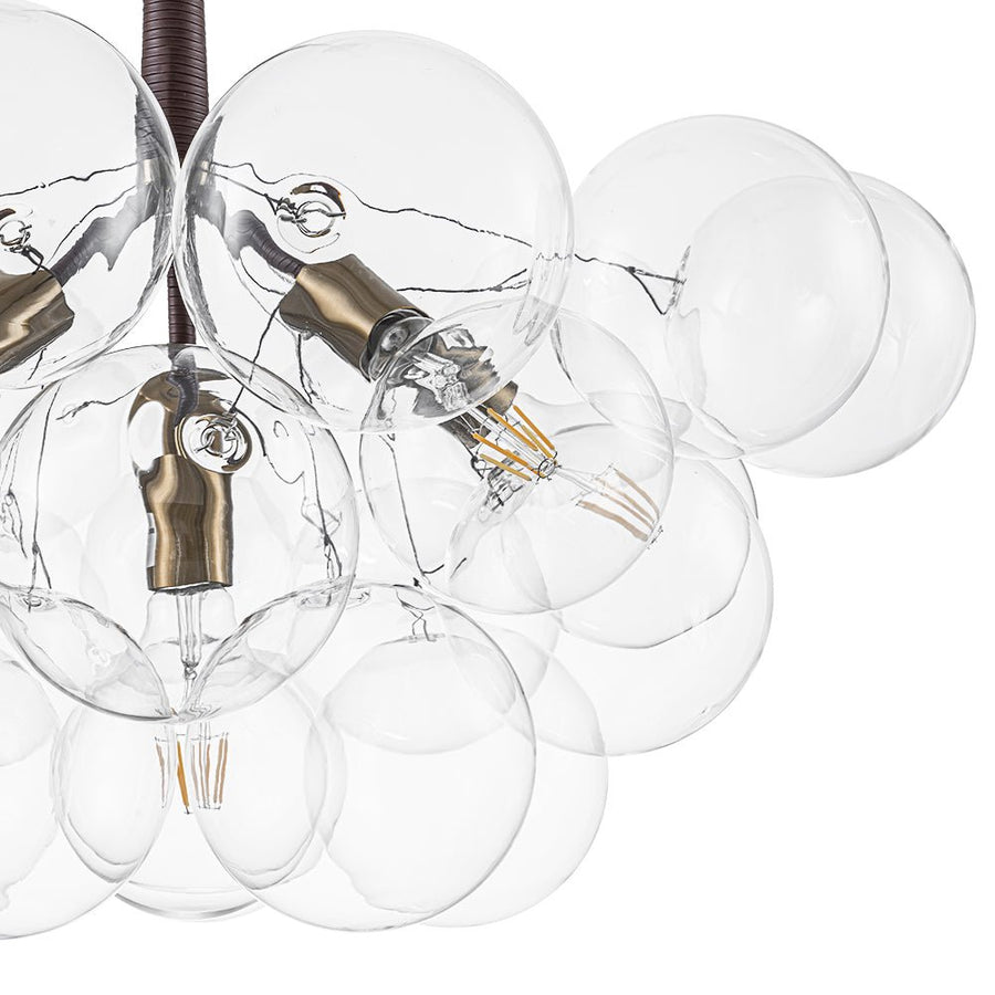 Farmhouze Light - 6 - Light Dimmable Glam Cluster Glass Globe Bubble Chandelier - Chandelier - Brown + Brass - 