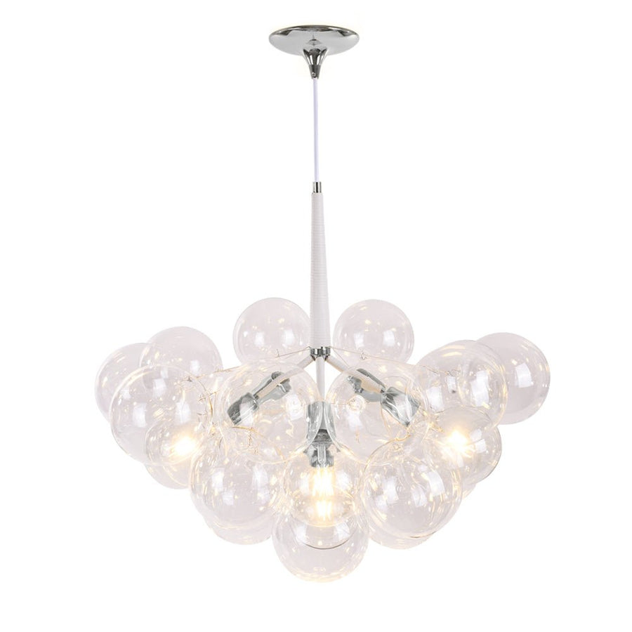 Farmhouze Light - 6 - Light Dimmable Glam Cluster Glass Globe Bubble Chandelier - Chandelier - White + Chrome - 